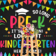 Lofaris Colorful Kindergarten Here I Come Graduation Backdrop