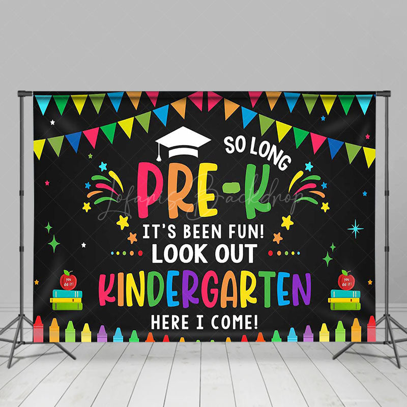Lofaris Colorful Kindergarten Here I Come Graduation Backdrop