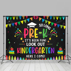 Lofaris Colorful Kindergarten Here I Come Graduation Backdrop