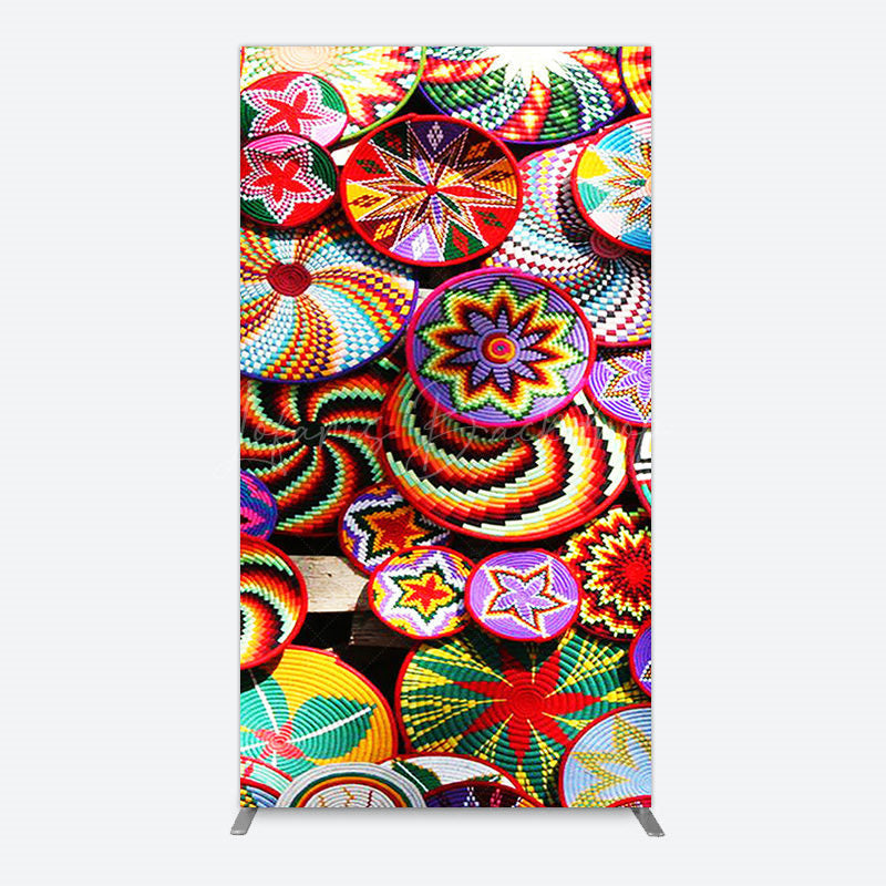 Lofaris Colorful Knitted Floral Plate Ethiopian Rectangle Backdrop