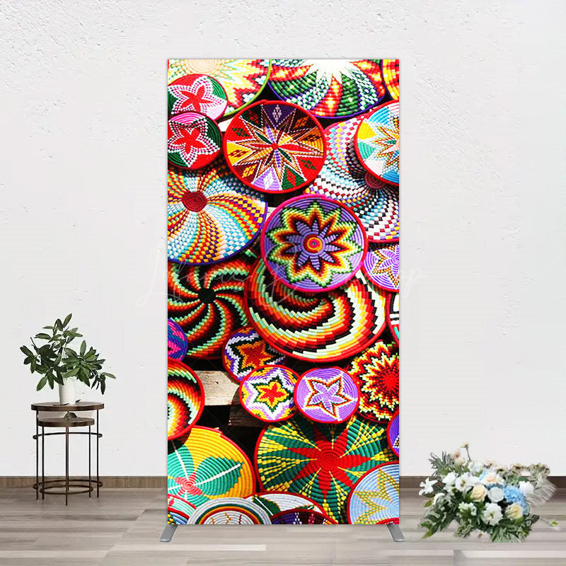 Lofaris Colorful Knitted Floral Plate Ethiopian Rectangle Backdrop