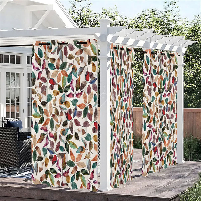 Lofaris Colorful Leaves Waterproof Printed Outdoor Curtains