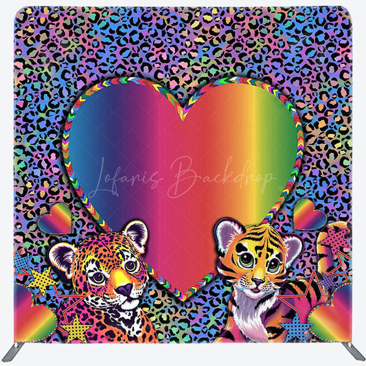 Lofaris Colorful Leopard Print Heart Pillow Case Backdrop