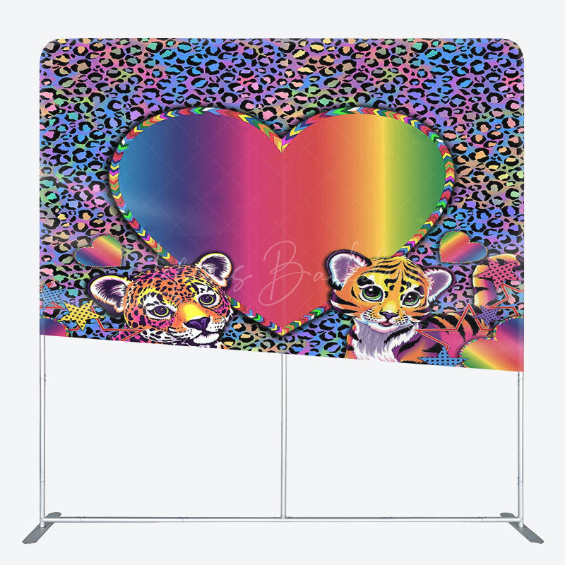 Lofaris Colorful Leopard Print Heart Pillow Case Backdrop