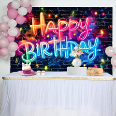 Lofaris Colorful Light Black Bricks Wall Birthday Backdrop