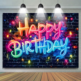 Lofaris Colorful Light Black Bricks Wall Birthday Backdrop