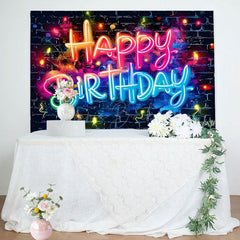 Lofaris Colorful Light Black Bricks Wall Birthday Backdrop