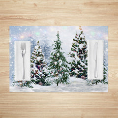 Lofaris Colorful Lights Trees Snow Xmas Set Of 4 Placemats
