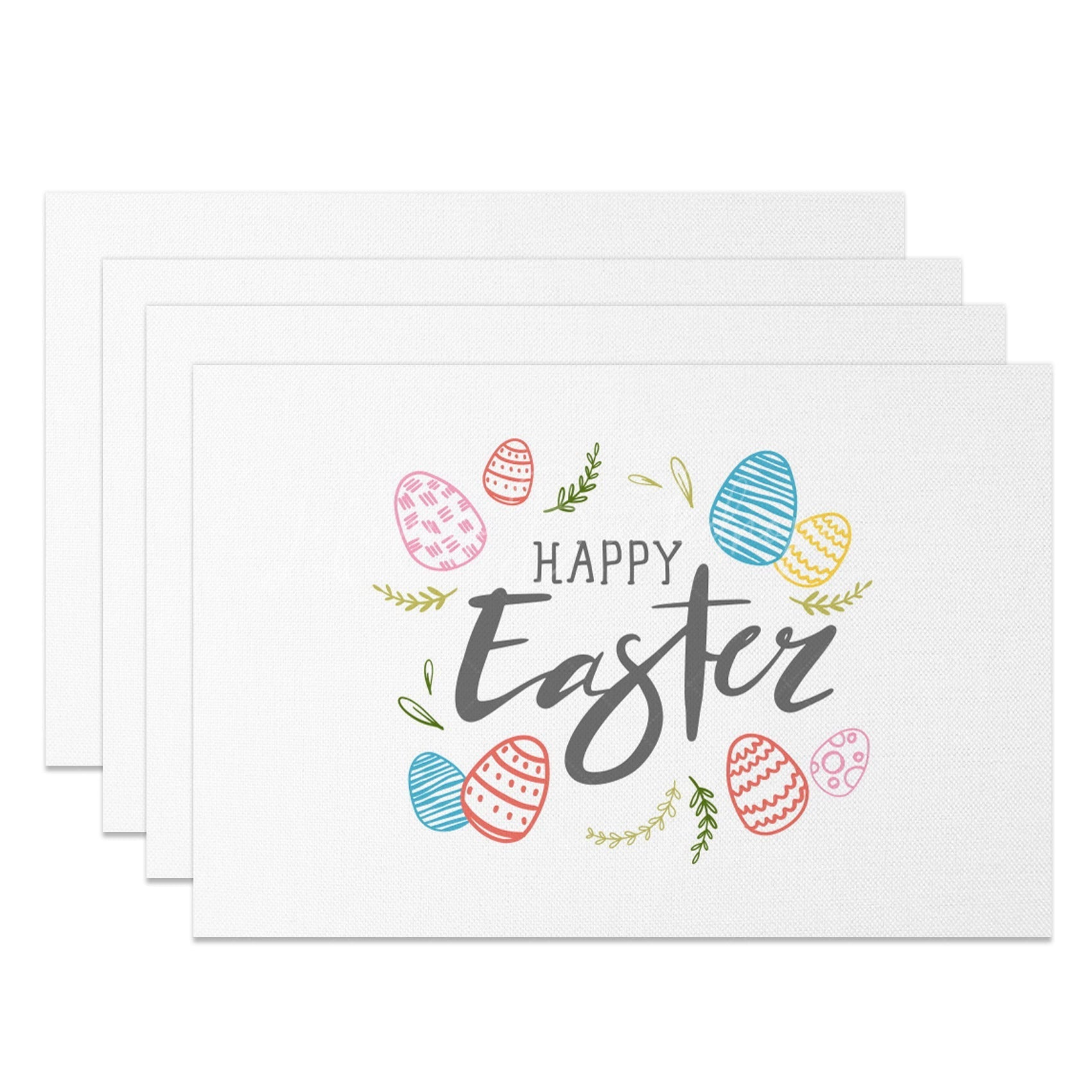 Lofaris Colorful Lines Egg Happy Easter Set Of 4 Placemats