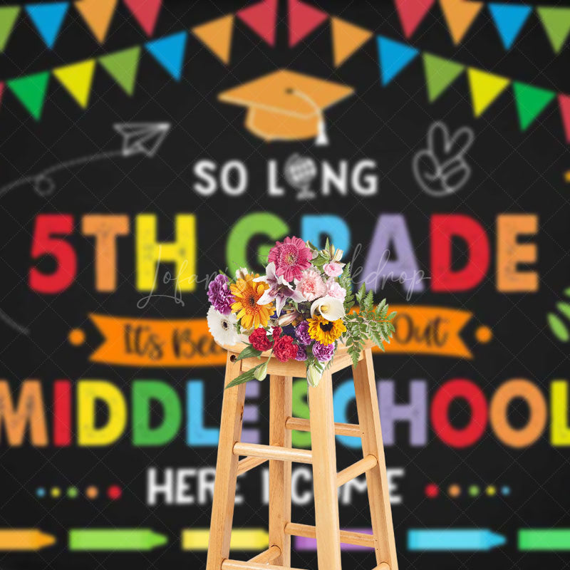 Lofaris Colorful Look Out Middle School Cheers Grad Backdrop
