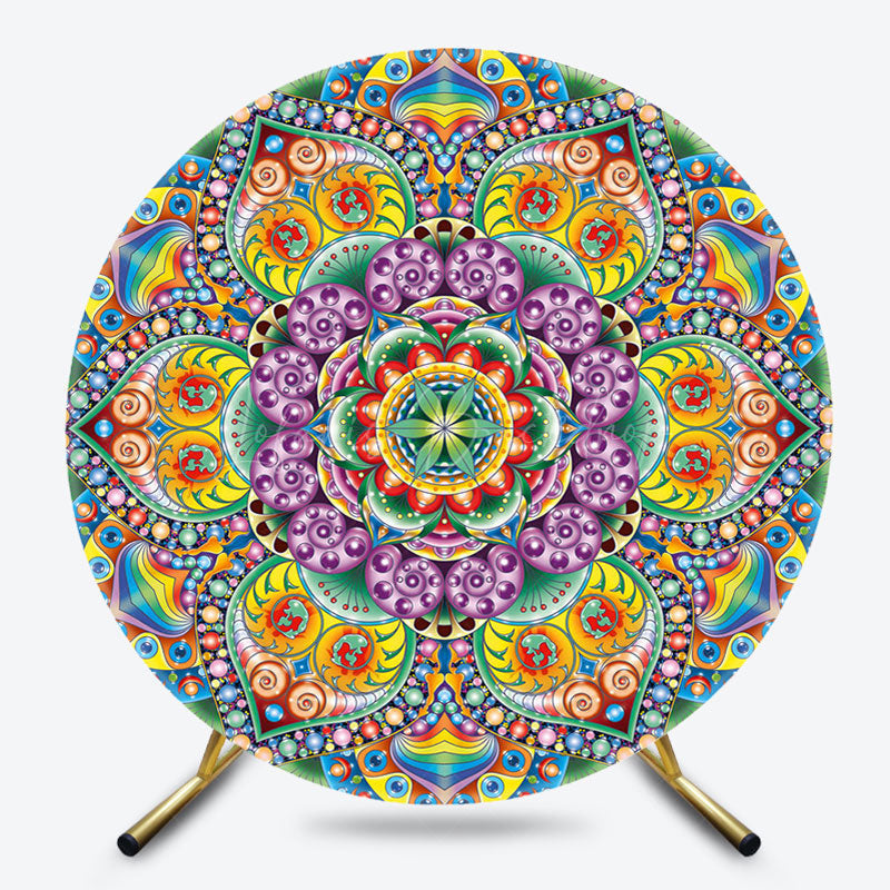 Lofaris Colorful Mandala Floral Round Ethiopian Backdrop