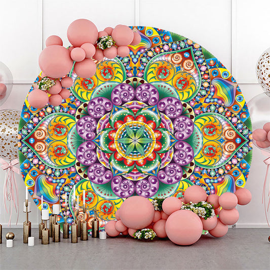 Lofaris Colorful Mandala Floral Round Ethiopian Backdrop