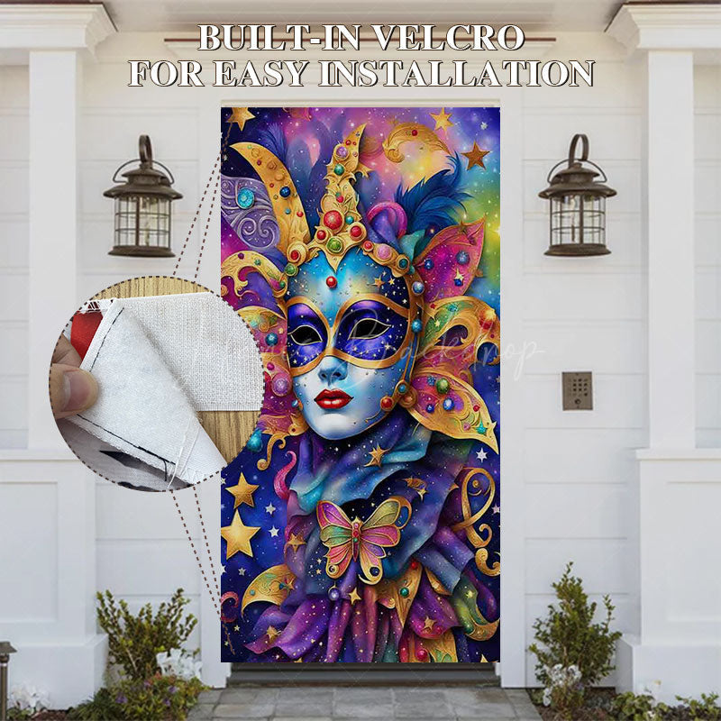 Lofaris Colorful Mask Masquerade Birthday Party Door Cover