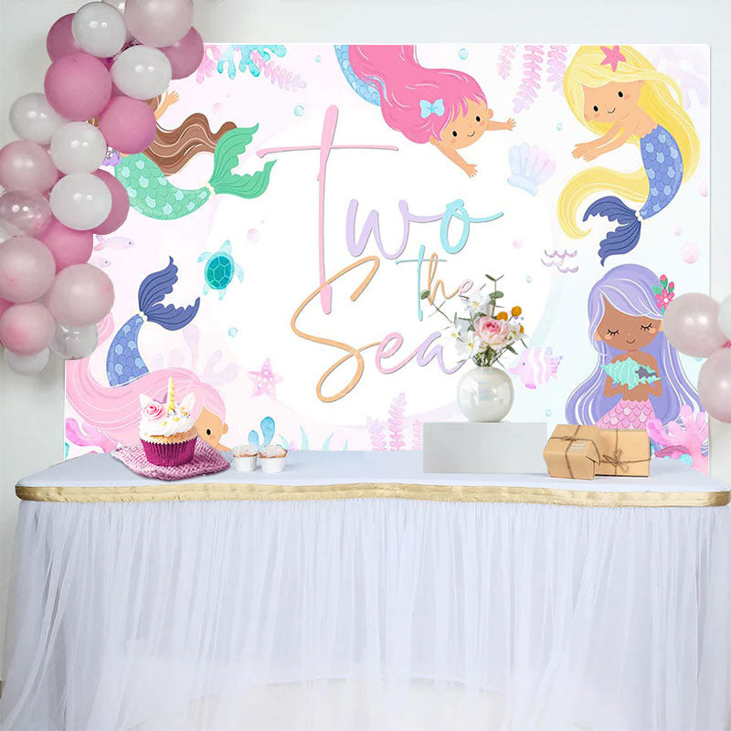 Lofaris Colorful Mermaid Two The Sea Birthday Backdrop For Girl