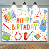Lofaris Colorful Musical Instrument Happy Birthday Backdrop