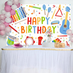 Lofaris Colorful Musical Instrument Happy Birthday Backdrop