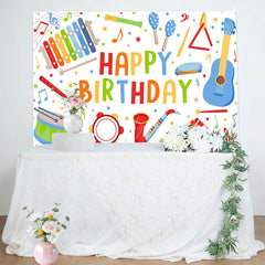 Lofaris Colorful Musical Instrument Happy Birthday Backdrop