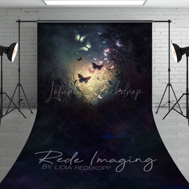 Lofaris Colorful Mystical Butterflies Fine Art Sweep Backdrop
