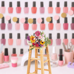 Lofaris Colorful Nail Salon Girls Cake Smash Photo Backdrop