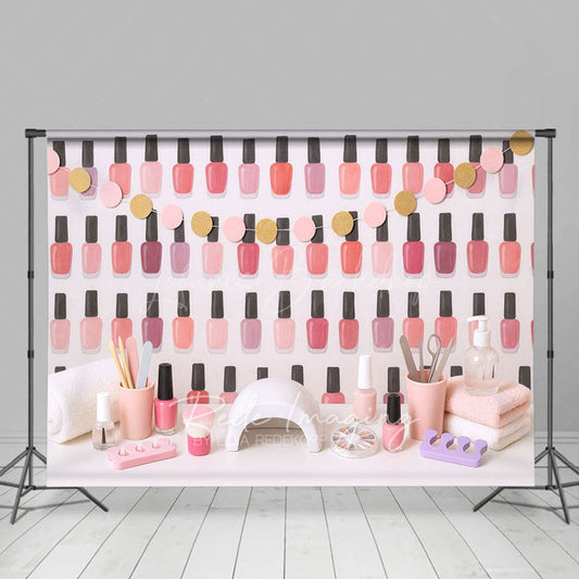 Lofaris Colorful Nail Salon Girls Cake Smash Photo Backdrop