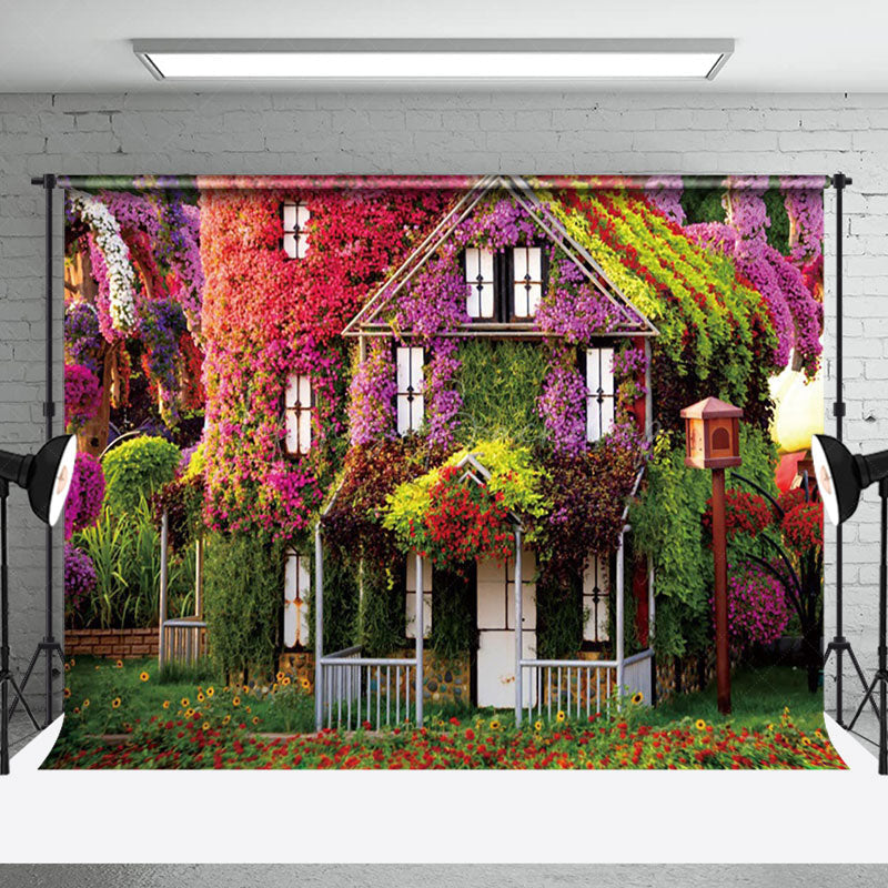 Lofaris Colorful Natural Floral House Spring Photo Backdrop