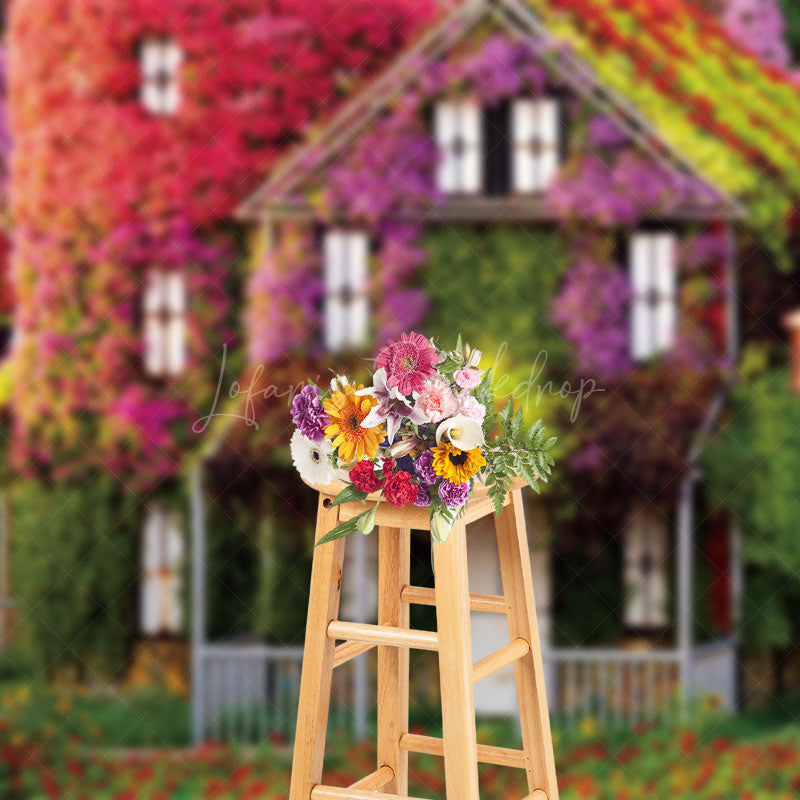 Lofaris Colorful Natural Floral House Spring Photo Backdrop