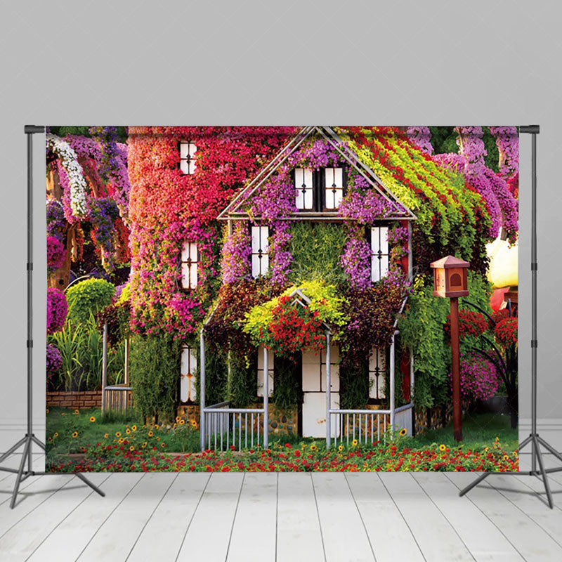 Lofaris Colorful Natural Floral House Spring Photo Backdrop