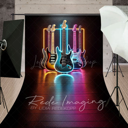 Lofaris Colorful Neon Electric Guitar Stage Sweep Backdrop