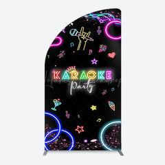 Lofaris Colorful Neon Karaoke Birthday Party Arch Backdrop
