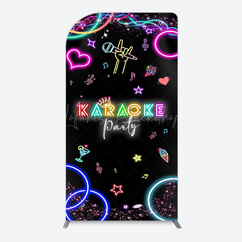 Lofaris Colorful Neon Karaoke Birthday Party Arch Backdrop