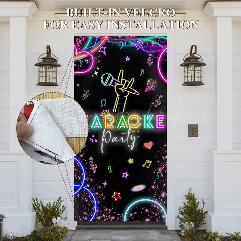 Lofaris Colorful Neon Microphone Karaoke Party Door Cover
