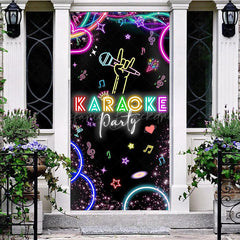 Lofaris Colorful Neon Microphone Karaoke Party Door Cover