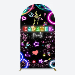 Lofaris Colorful Neon Musical Karaoke Party Arch Backdrop