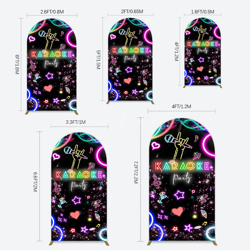 Lofaris Colorful Neon Musical Karaoke Party Arch Backdrop