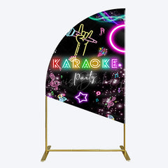 Lofaris Colorful Neon Musical Karaoke Party Half Moon Arch Backdrop