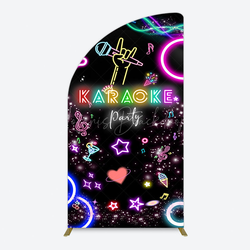 Lofaris Colorful Neon Musical Karaoke Party Half Moon Arch Backdrop