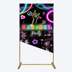 Lofaris Colorful Neon Musical Karaoke Party Rectangle Backdrop