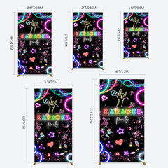 Lofaris Colorful Neon Musical Karaoke Party Rectangle Backdrop
