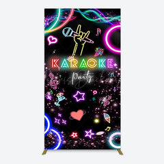 Lofaris Colorful Neon Musical Karaoke Party Rectangle Backdrop