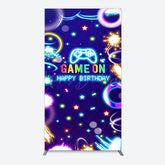 Lofaris Colorful Neon Stars Game On Birthday Rectangle Backdrop