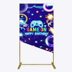 Lofaris Colorful Neon Stars Game On Birthday Rectangle Backdrop