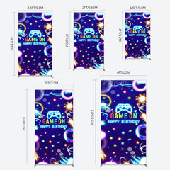 Lofaris Colorful Neon Stars Game On Birthday Rectangle Backdrop