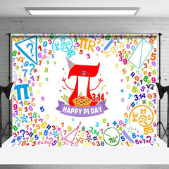 Lofaris Colorful Numbers Pie White Happy Pi Day Backdrop