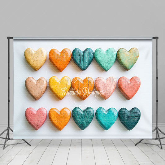 Lofaris Colorful Oil Painted Hearts Valentines Day Backdrop