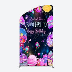 Lofaris Colorful Outer Space Galaxy Birthday Arch Backdrop