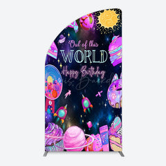 Lofaris Colorful Outer Space Galaxy Birthday Arch Backdrop
