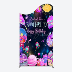 Lofaris Colorful Outer Space Galaxy Birthday Arch Backdrop