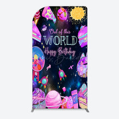 Lofaris Colorful Outer Space Galaxy Birthday Arch Backdrop