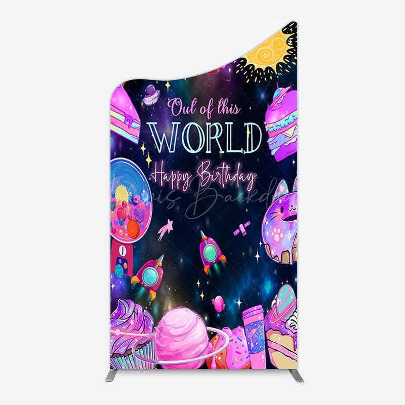 Lofaris Colorful Outer Space Galaxy Birthday Arch Backdrop