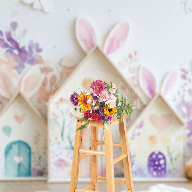 Lofaris Colorful Paint Ink Floral Wall Hutch Easter Backdrop